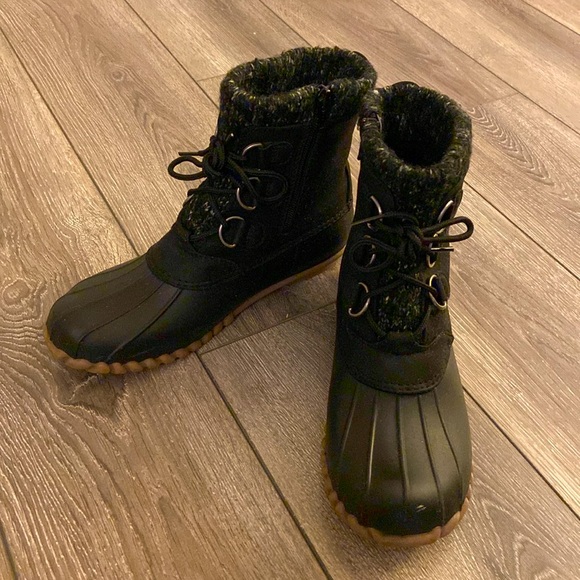 Rainboots duck women’s black rain boots shoes 7 7M booties winter holiday gifts - Picture 2 of 4